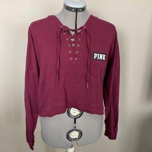 VS Pink Cropped Varsity Long Sleeve